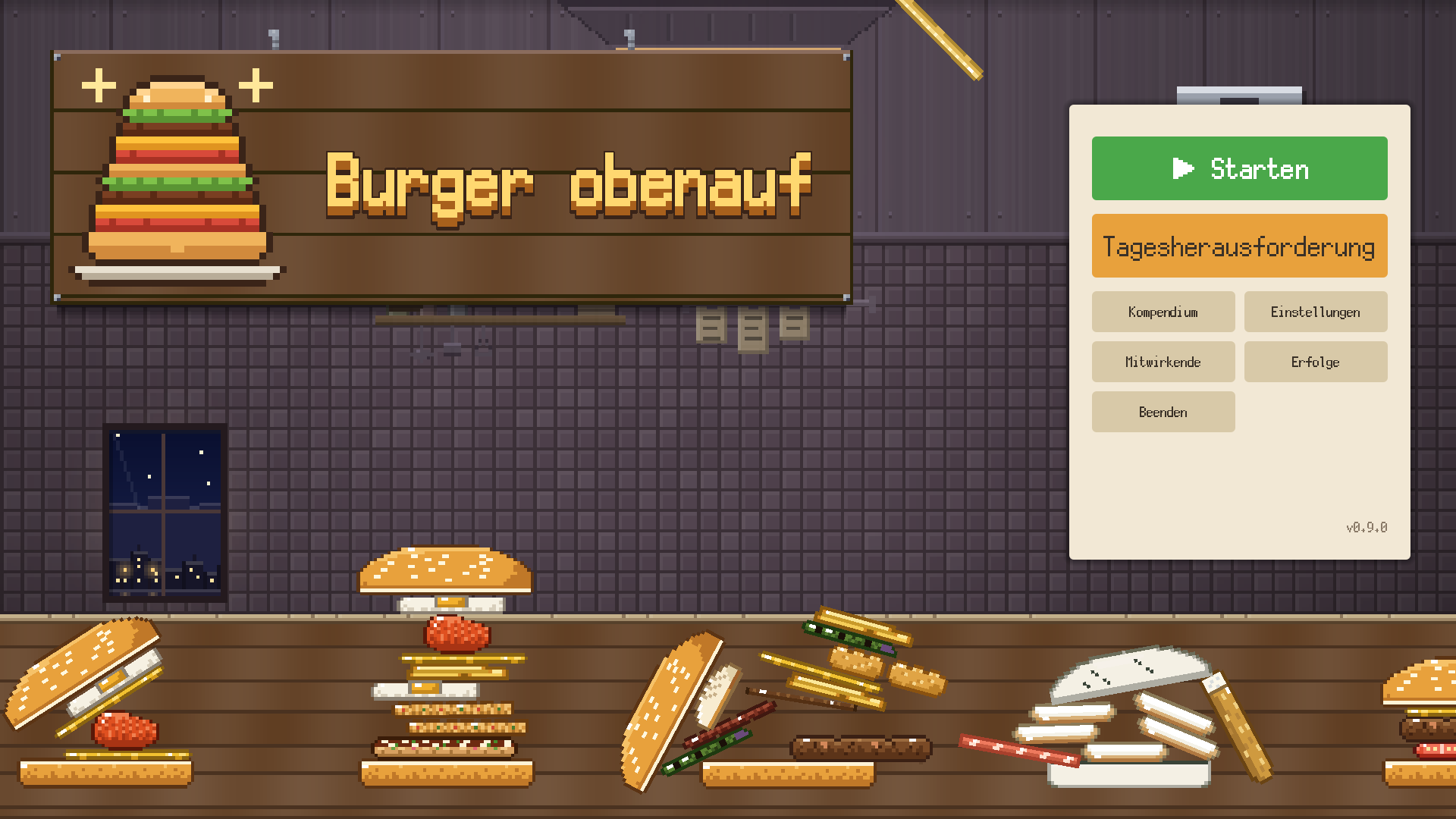 Titelbildschirm von Burger obenauf