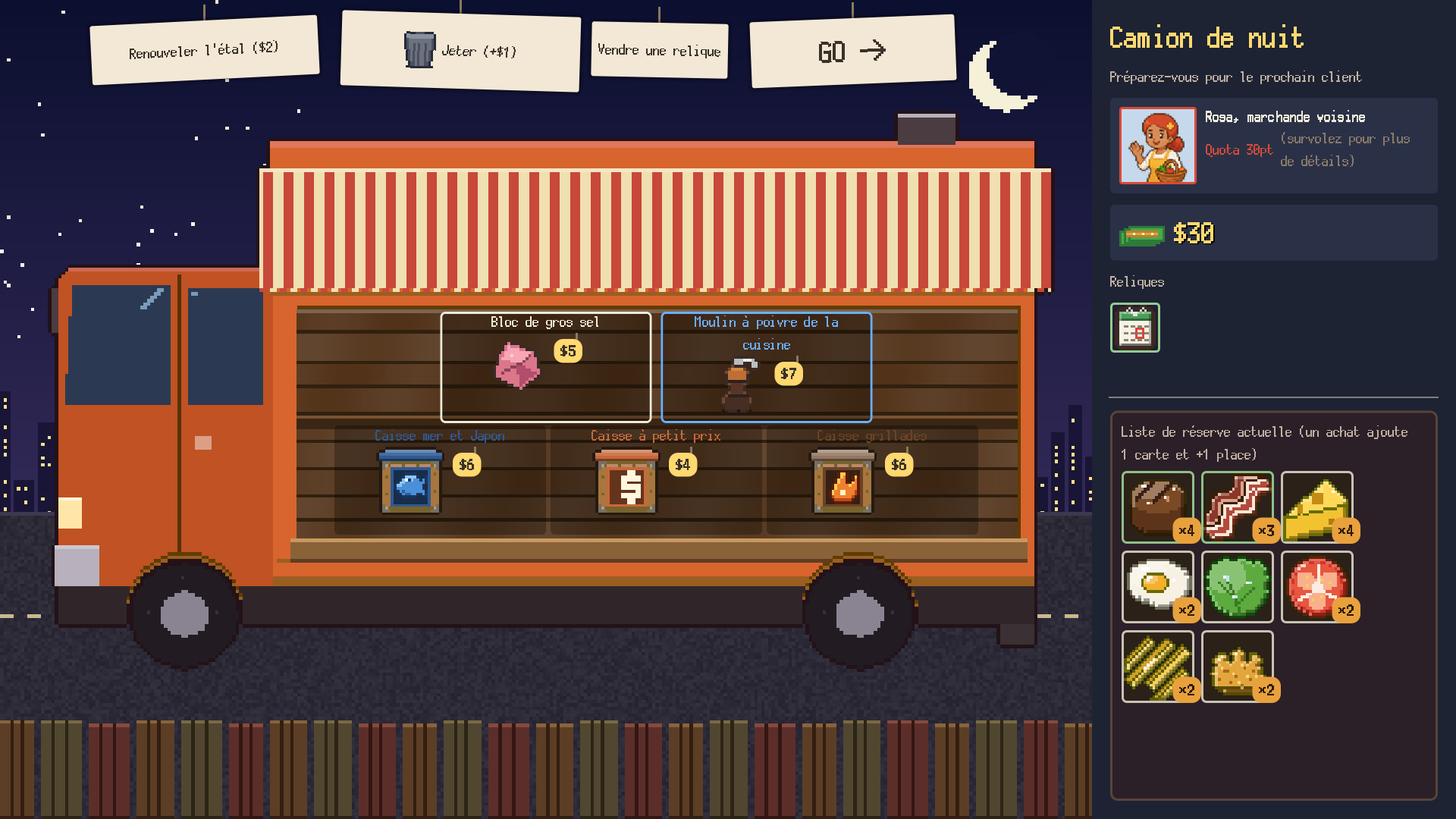 Le food truck de nuit avec ses caisses et ses reliques